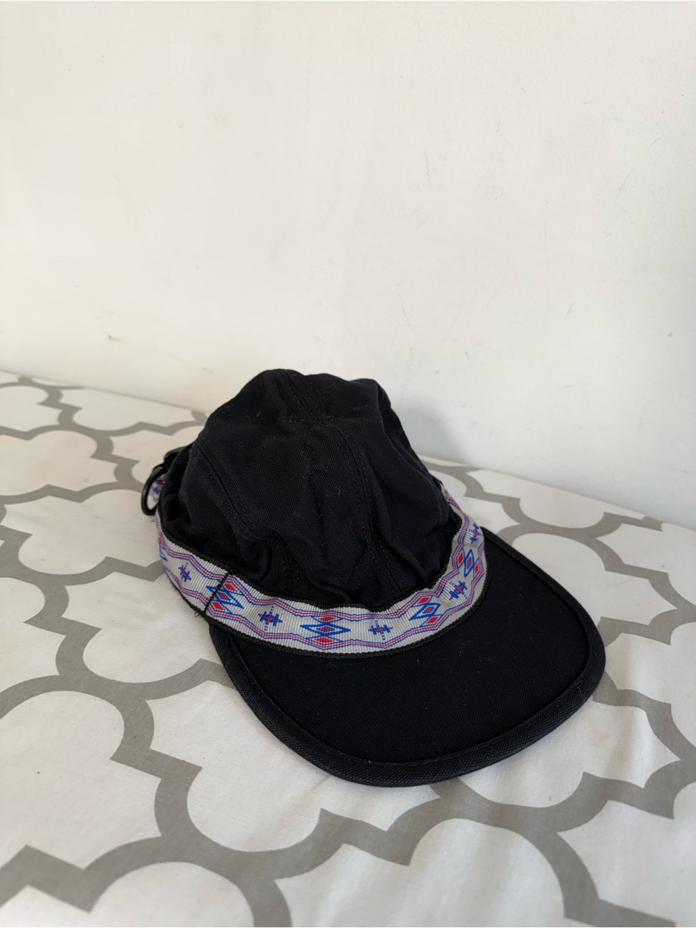 Kavu Black Canvas Hat with Small American Flag Tag